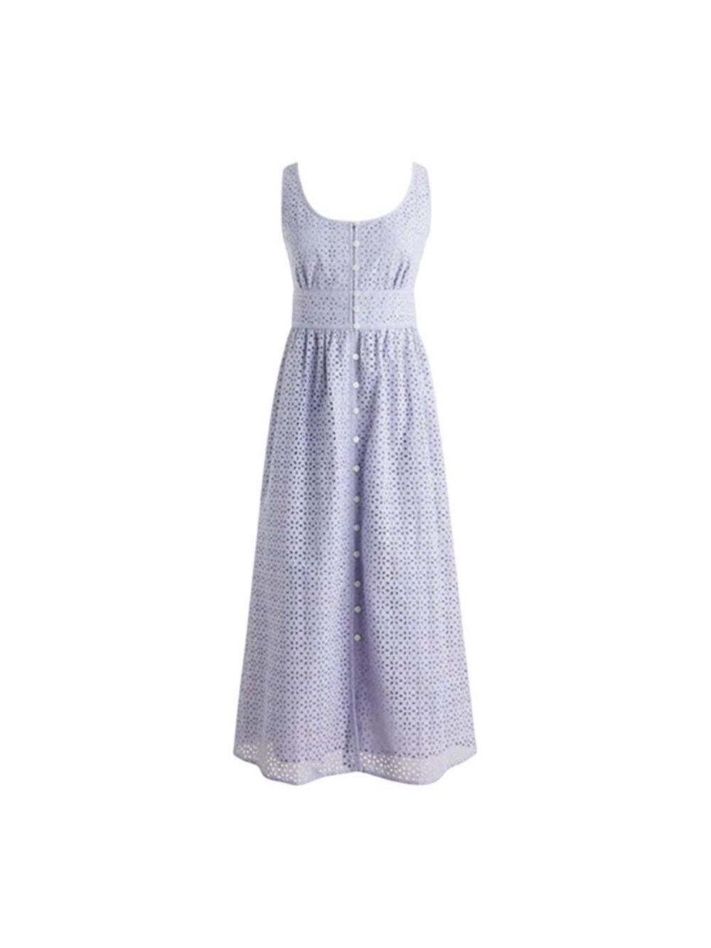 J. Crew Lavender Eyelet Midi Dress with Front Buttons 12 smocked
